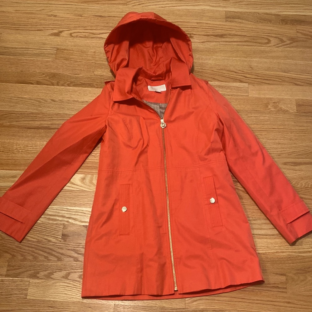 Michael Kors Rain Coat, Coral, size small, worn only once!